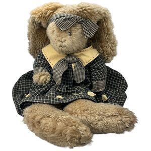 Rabbit Folk Floppy Earred Bunny Plush Tan Dress 18" Easter Bouquet Enterprises